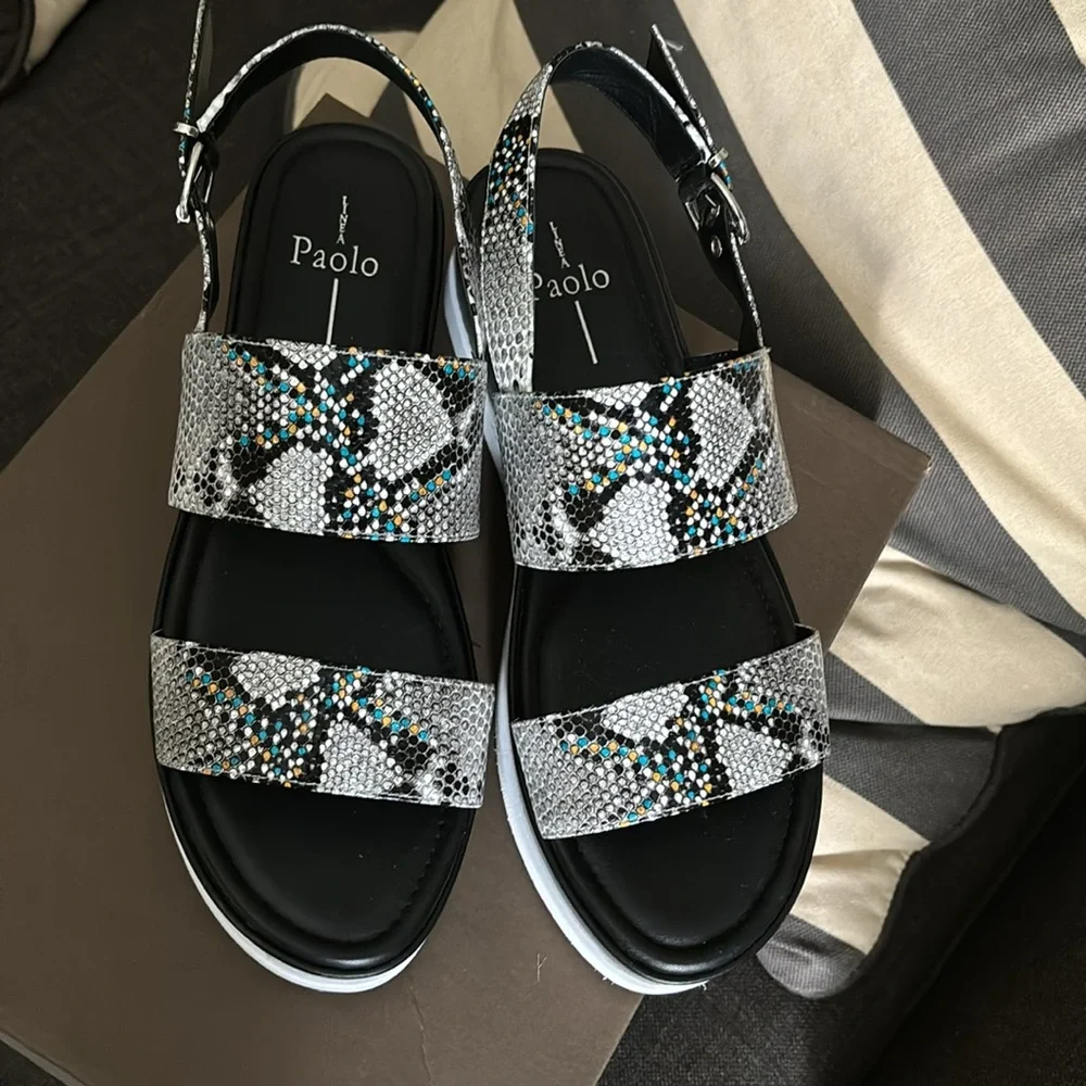 LINEA PAOLO Renz Platform Slingback Sandal Snake Print #18